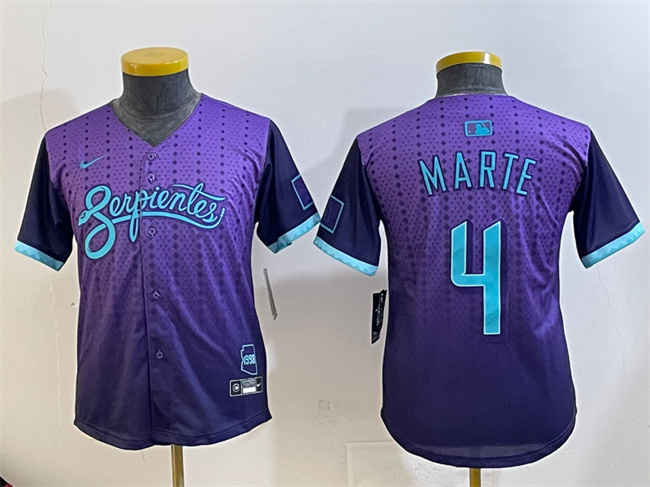Youth Purple Arizona Diamondbacks #4 Ketel Marte 2025 City Connect Limited Stitched Baseball Jersey